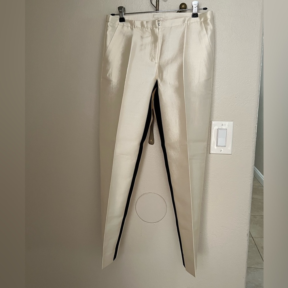 J. Crew Collection wool silk cream cropped trousers, size 0.